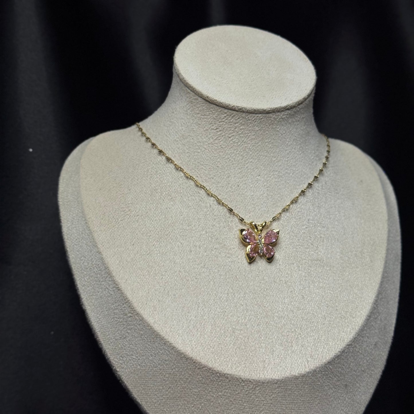 Pink Butterfly Necklace