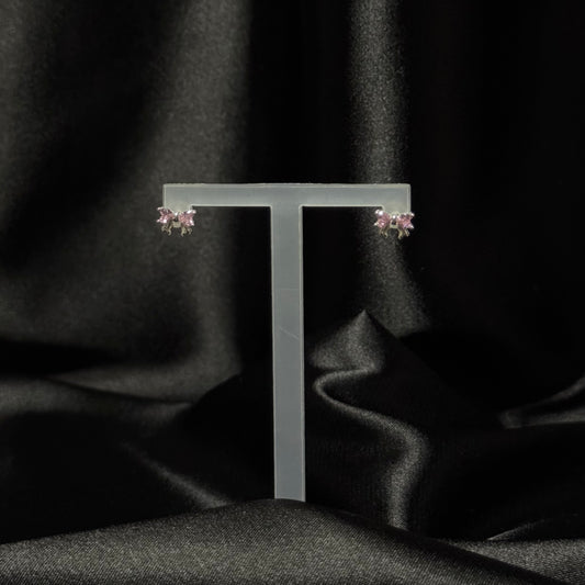 Обеци с розова панделка