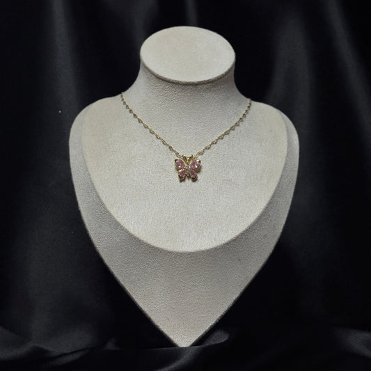 Pink Butterfly Necklace